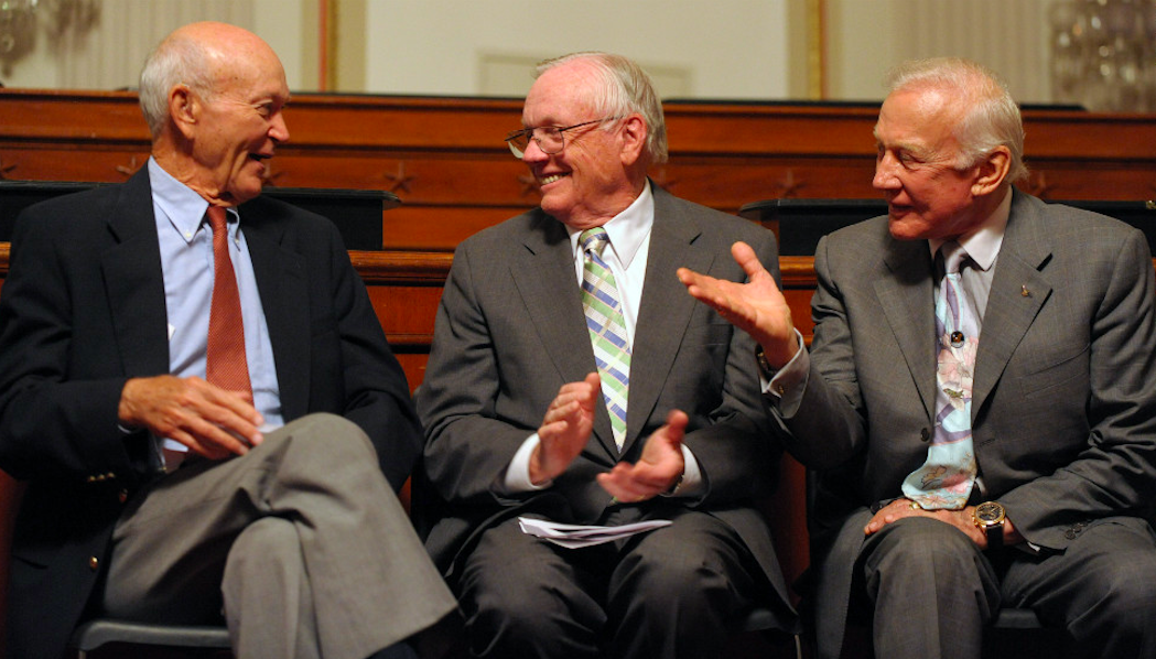 Michael Collins, Neil Armstrong and Buzz Aldrin on Capitol Hill in July 2009 on the 40th anniversary of Apollo 11 mission. Credit: CNN