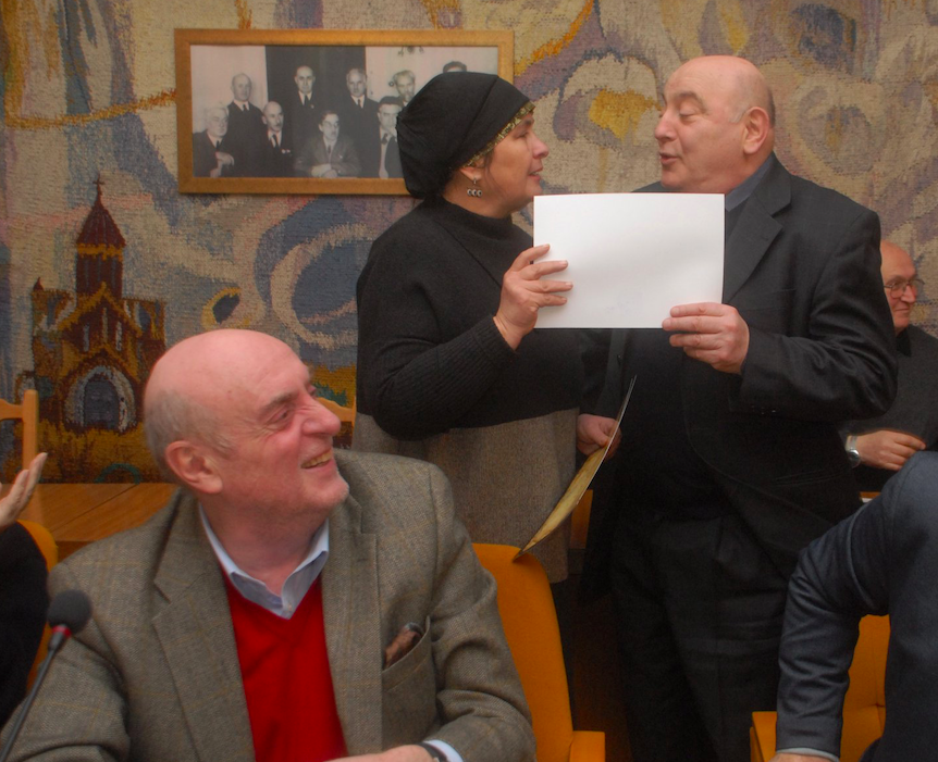 Valeri Asatiani, Makvala Gonashvili, and Aleko Aslanishvili (L-R). Credit: Jemal Kasradze