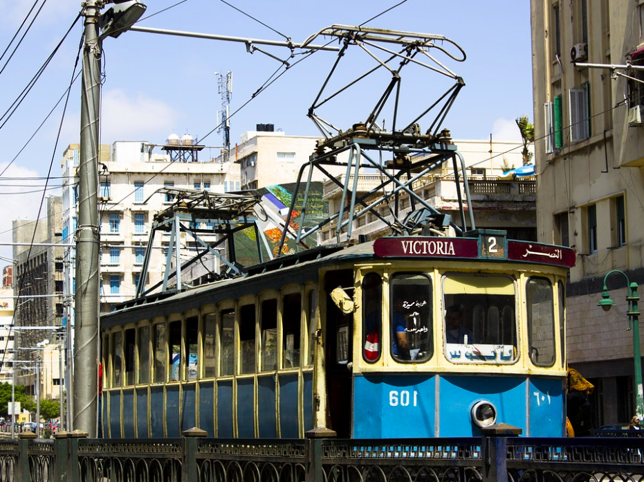 An old tram in Alexandria, Egypt