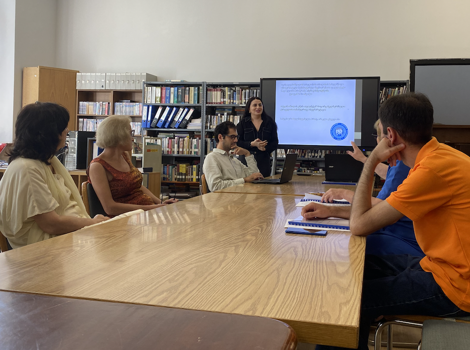 Doctoral student Ketevan Khokhiashvili gives her colloquium at TSU. Credit to BRAMS Institute