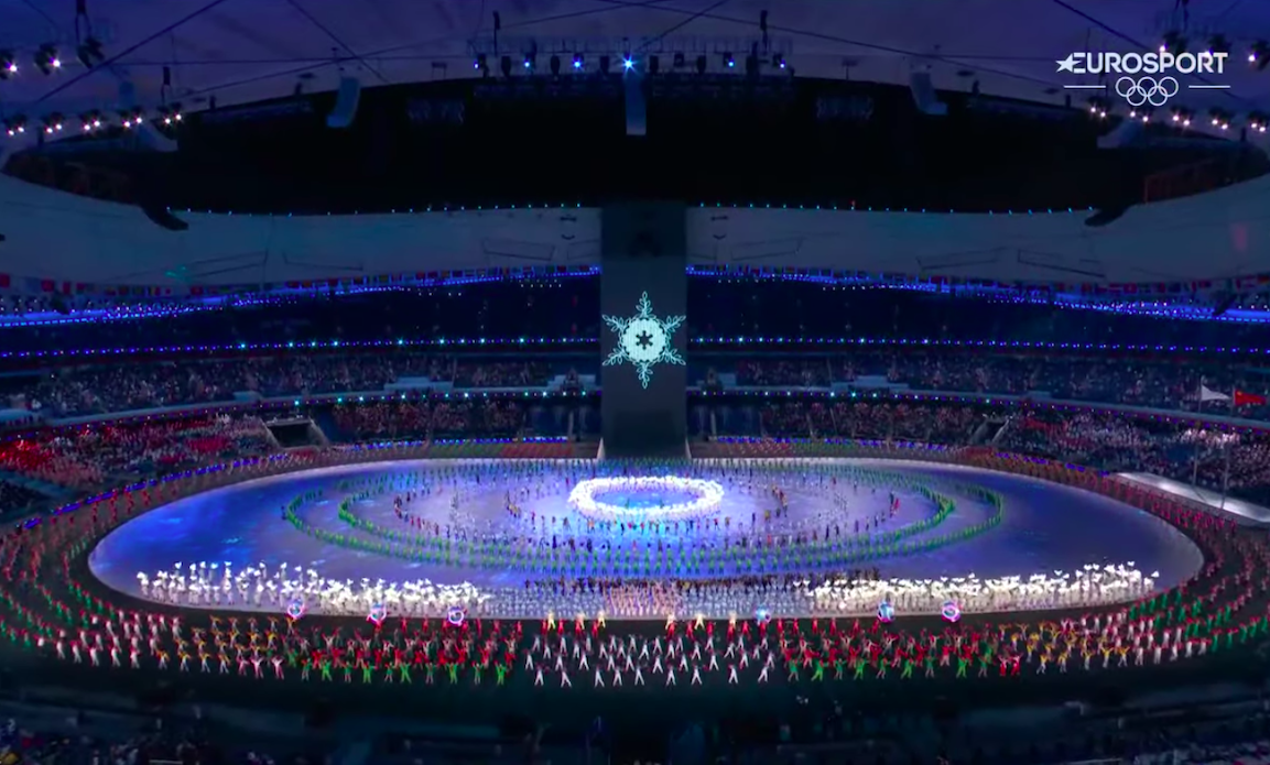 The opening ceremony of the 2022 Winter Olympics. Screengrab from Eurosport