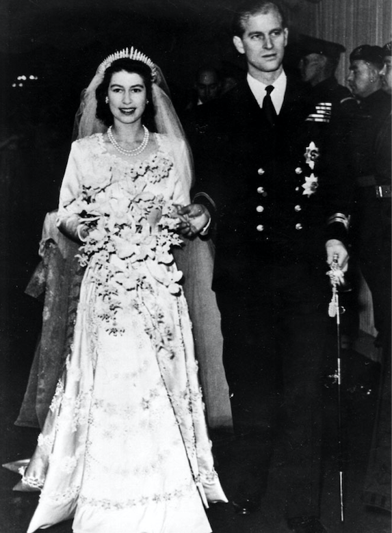 On 20th November 1947, Britain's Princess Elizabeth leaves Westminster Abbey in London, with her husband, the Duke of Edinburgh, after their wedding ceremony. Credit: AP