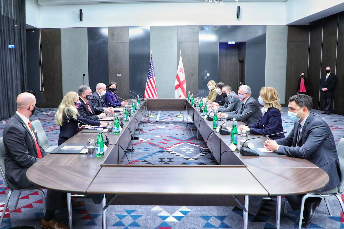 Secretary Pompeo meets with representatives of the civil sector. Retrieved from US Embassy to Georgia via Facebook