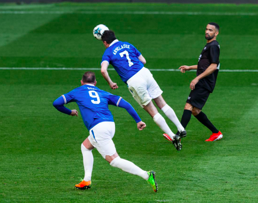 Shota Arveladze scored during the match between Rangers legends and World stars. Credit to The Rangers