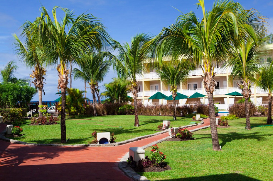 A hotel among palm trees, Barbados