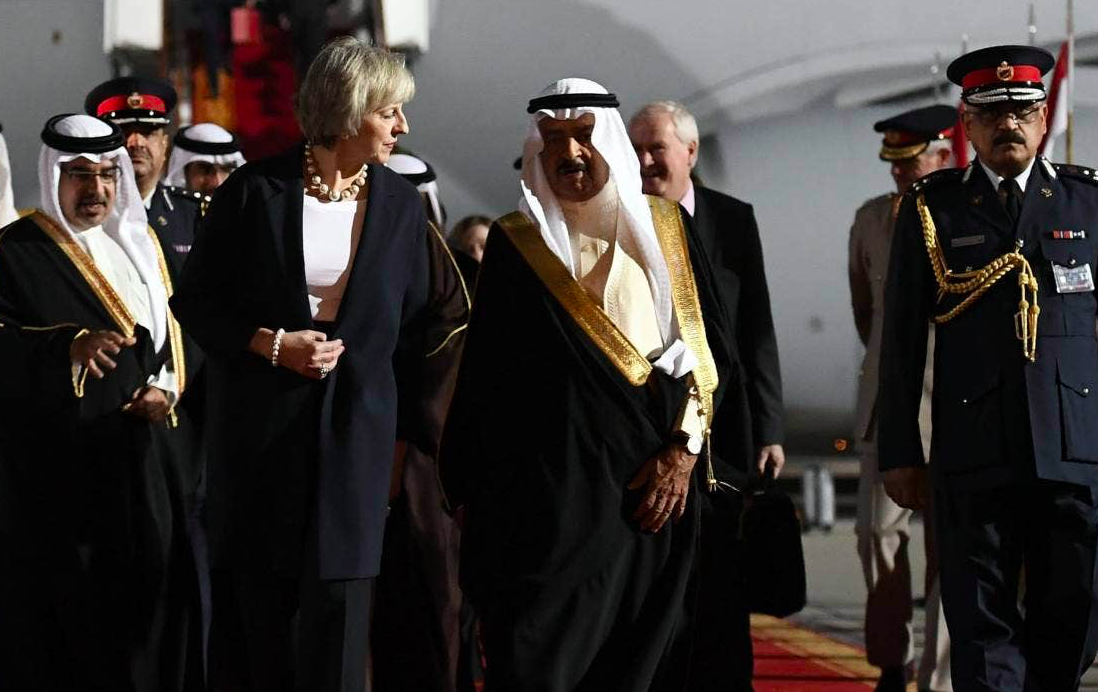 British PM Theresa May and PM of Bahrain Khalifa bin Salman. Credit to Carl Court/Getty Images