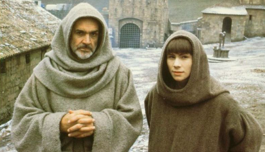 A young Christian Slater (R) with Sean Connery (L) in The Name of the Rose (1986) based on Umberto Eco's bestselling novel. Credit to BBC News/Ronald Grant