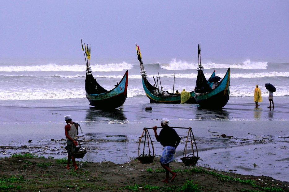 Fisherman boats at the sea