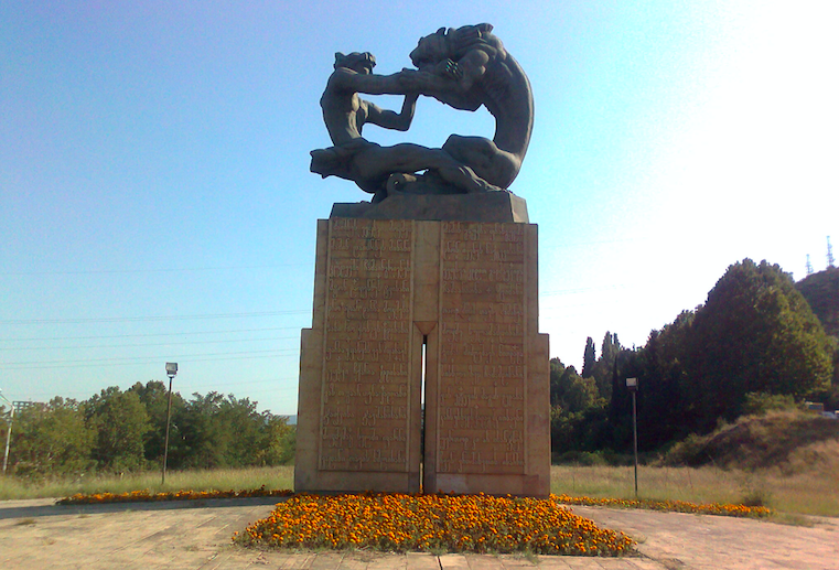 Monument of the Tiger and the Young Man (1984) in Digomi area, by sculptor Elguja Amashukeli. Credit: Fabian
