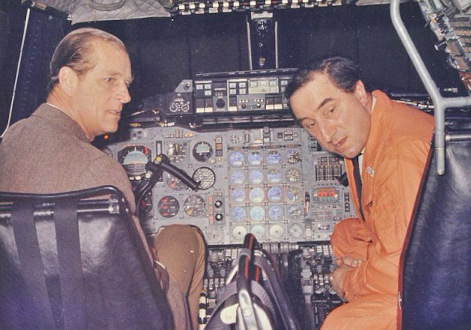 Prince Philip with Brian Trubshaw in the Concorde cockpit. Credit: BNPS/Daily Mail