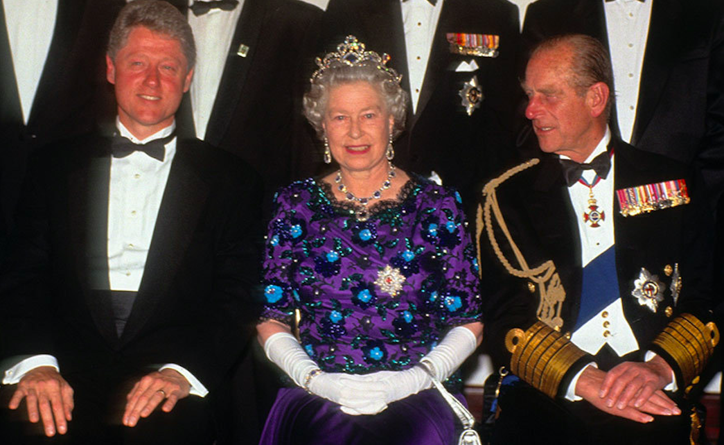 Bill Clinton, Queen Elizabeth II and Prince Philip in 1994. Credit to Anwar Hussein/Getty Images
