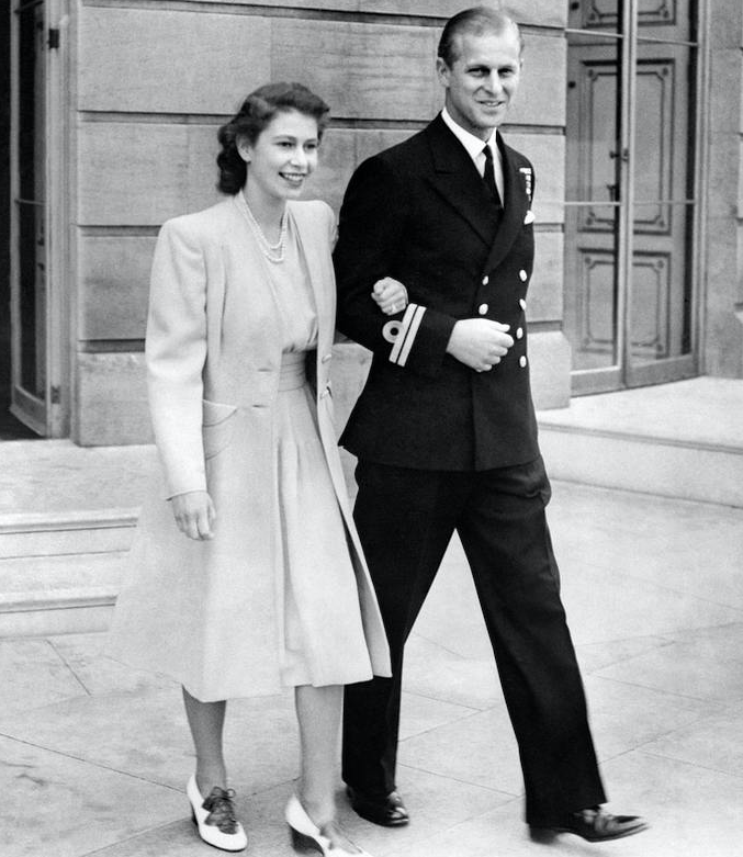 Princess Elizabeth and Lieutenant Philip Mountbatten after the announcement of their engagement. Credit: iTV Report/PA