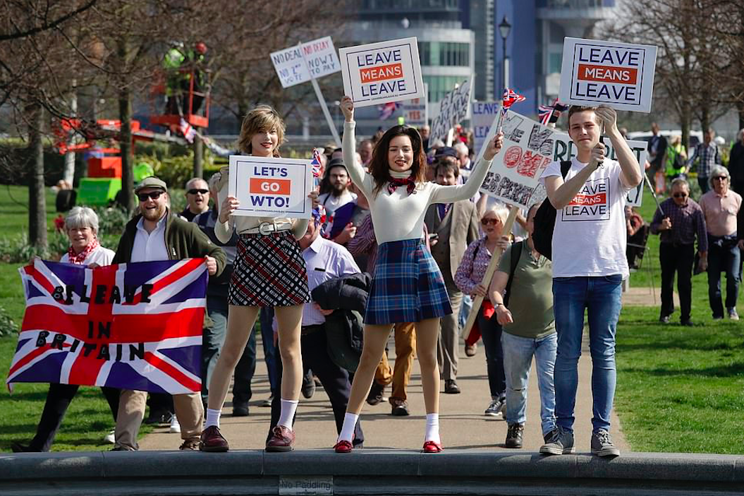 Young Brexiteers, Sisters Beatrice and Alice Grant among them, share the expectations of the nation. Credit: The Daily Mail/AP