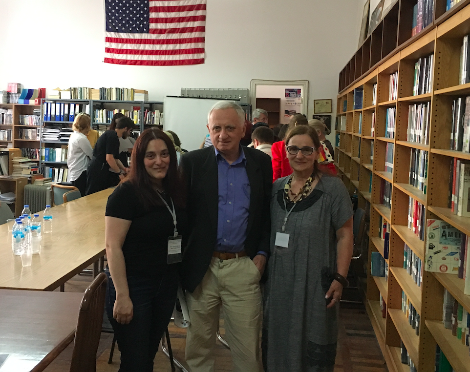 Professors from BRAMS Institute (from left to right) Maia Nadareishvili, Mamuka Dolidze and Diana Tkebuchava on the American Studies Conference 2019. Credit: BRAMS/Maia Nadareishvili