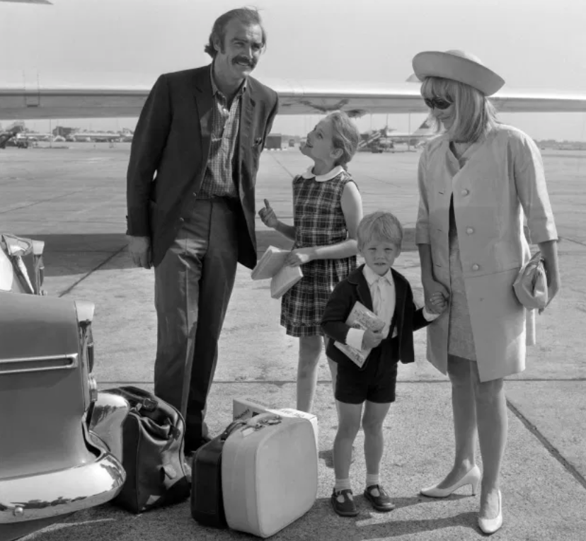Sean Connery with his first wife Diane Cilento and children Giovanna 'Gigi' Volpe, 9, and Jason, 4, in 1967. Credit to Press Association