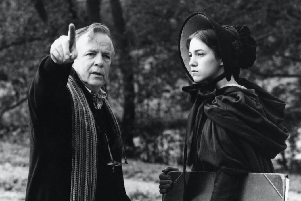 Franco Zeffirelli and Charlotte Gainsbourg on the set of Jane Eyre (1996). Credit: Cineplex/Miramax