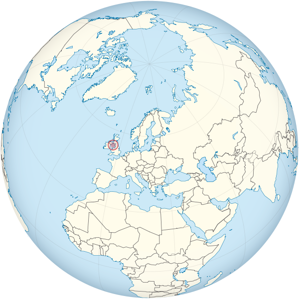 Isle of Man on the Globe
