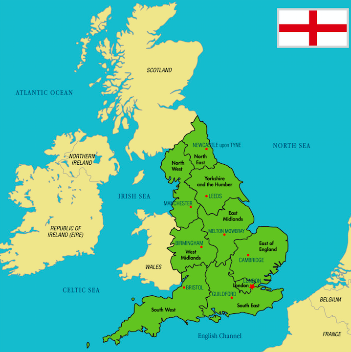 England on the UK map