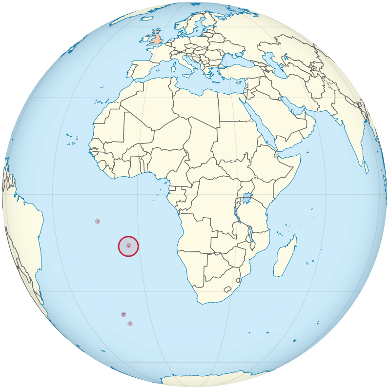 Saint Helena on the Globe