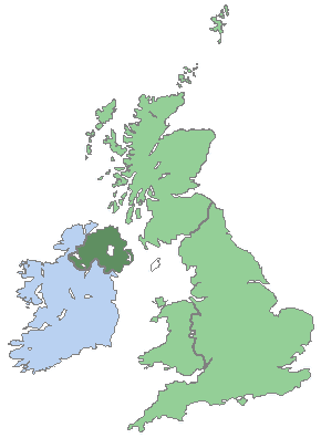 Northern Ireland on the UK map