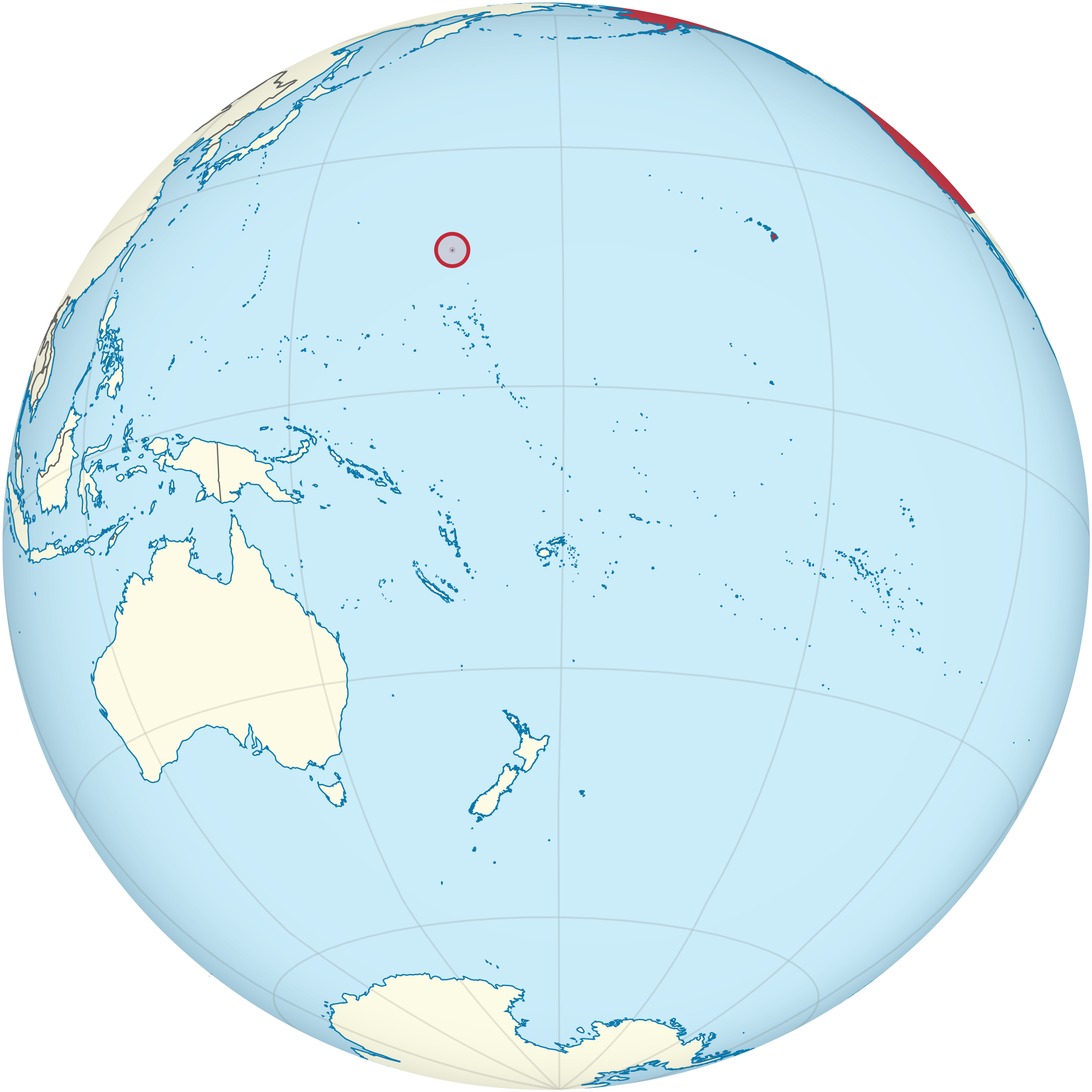 Wake Island on the Globe