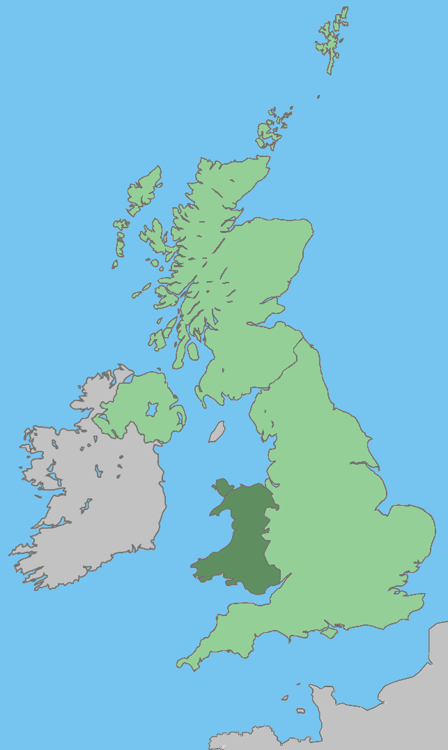 Wales on the UK map